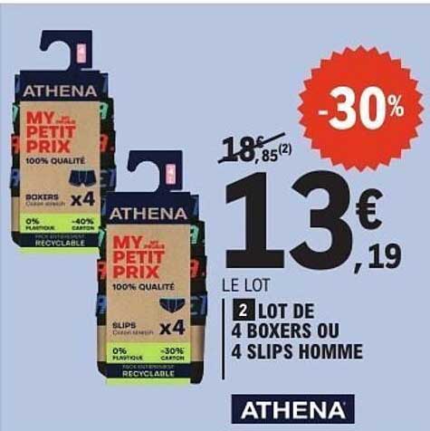 LE LOT DE 2 LOT DE 4 BOXERS OU 4 SLIPS HOMME