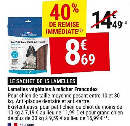 LE SACHET DE 15 LAMELLES