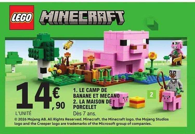 LEGO Minecraft : Le Camp de Banane et Mécano et La Maison de Porcelet