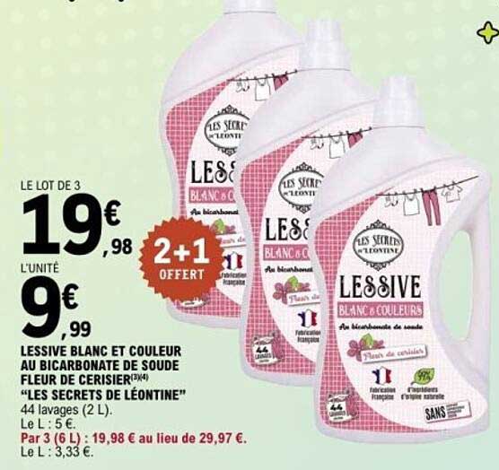 LESSIVE BLANC ET COULEUR AU BICARBONATE DE SOUDE FLEUR DE CERISIER