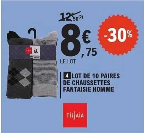 LOT DE 10 PAIRES DE CHAUSSETTES FANTAISIE HOMME