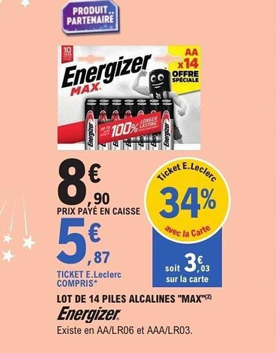 LOT DE 14 PILES ALCALINES "MAX"