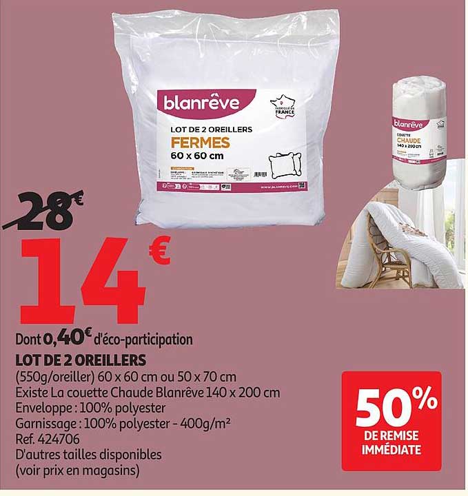 LOT DE 2 OREILLERS FERMES