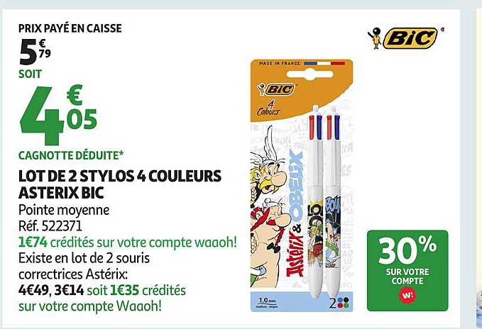 LOT DE 2 STYLOS 4 COULEURS ASTERIX BIC