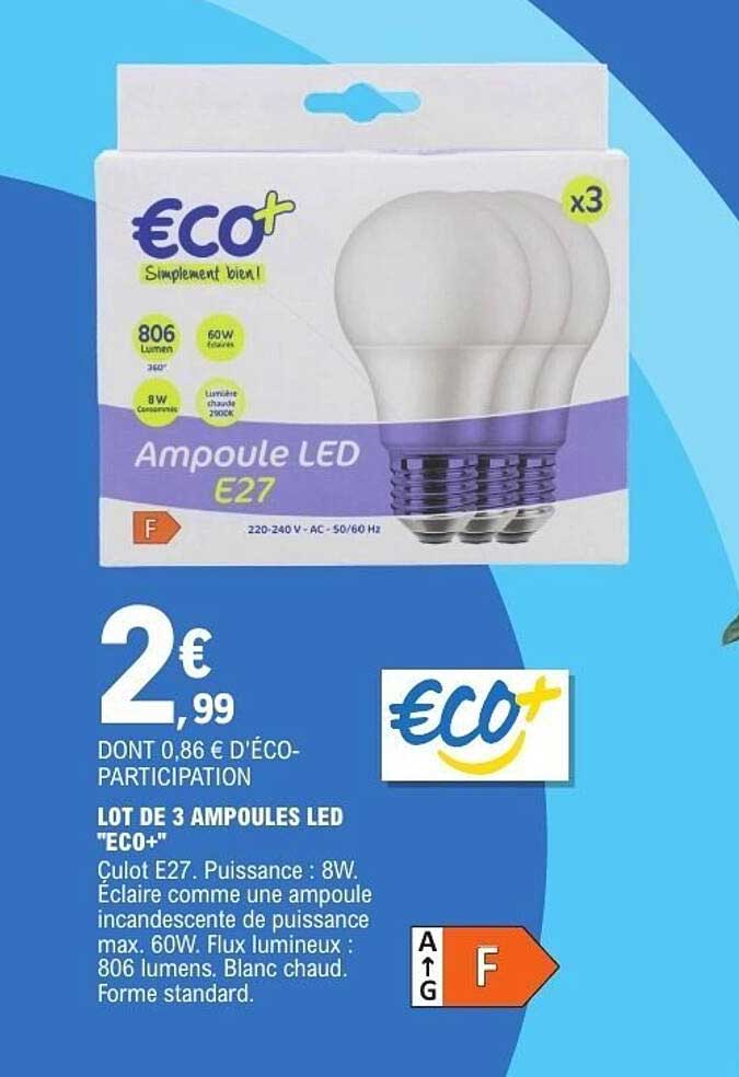 LOT DE 3 AMPOULES LED "ECO+"