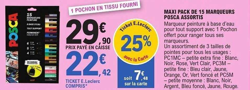 MAXI PACK DE 15 MARQUEURS POSCA ASSORTIS