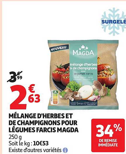 MÉLANGE D'HERBES ET DE CHAMPIGNONS POUR LÉGUMES FARCIS MAGDA