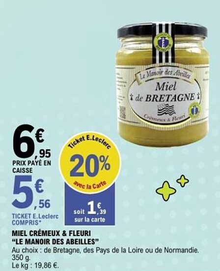 MIEL CRÉMEUX & FLEURI "LE MANOIR DES ABEILLES"