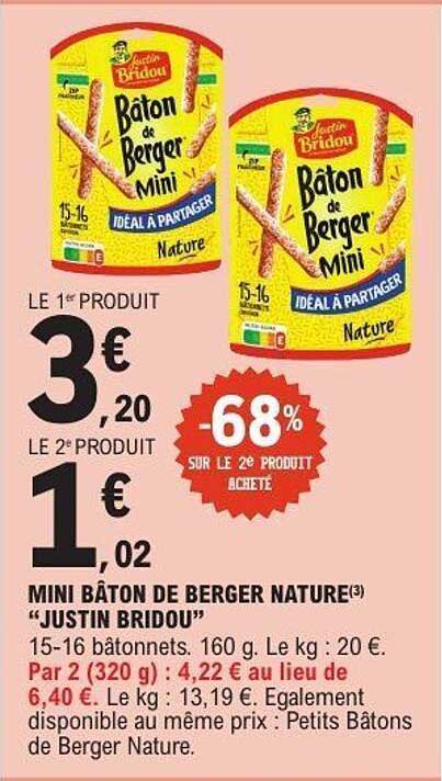 Mini bâton de berger nature "Justin Bridou"