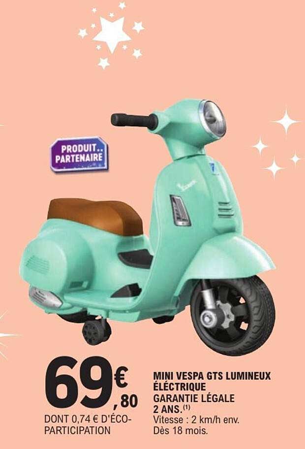 MINI VESPA GTS LUMINEUX ÉLECTRIQUE GARANTIE LÉGALE 2 ANS