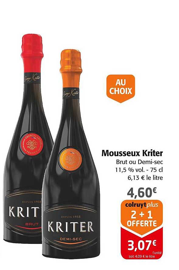 Mousseux Kriter Brut ou Demi-sec 11,5 % vol. - 75 cl
