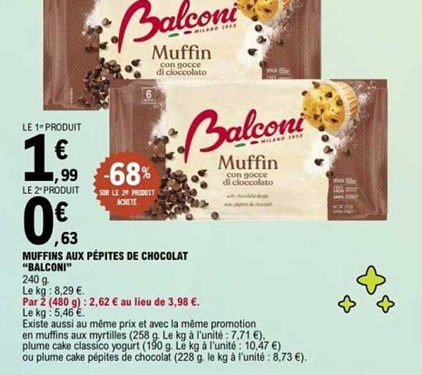 Muffins aux pépites de chocolat "Balconi"