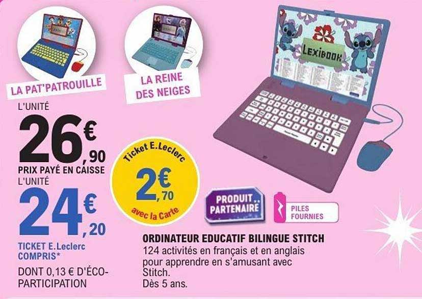 ORDINATEUR ÉDUCATIF BILINGUE STITCH