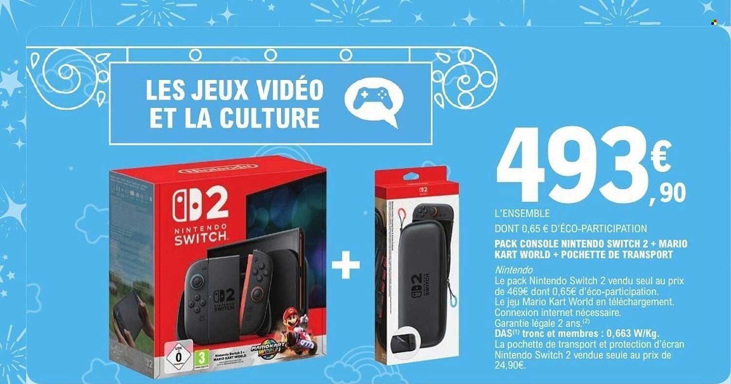 PACK CONSOLE NINTENDO SWITCH 2 + MARIO KART WORLD + POCHETTE DE TRANSPORT