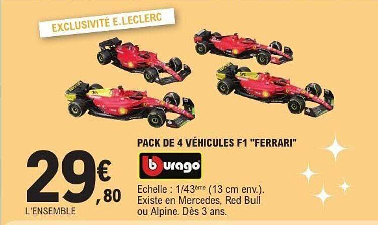 PACK DE 4 VÉHICLES F1 "FERRARI"