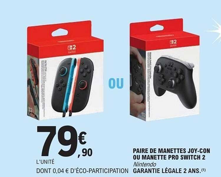 PAIRE DE MANETTES JOY-CON OU MANETTE PRO SWITCH 2