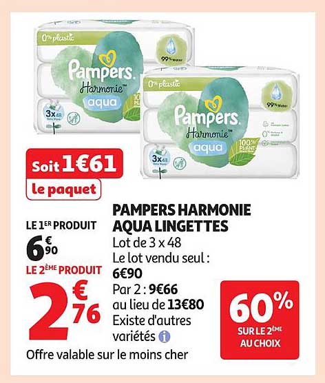 PAMPERS HARMONIE AQUA LINGETTES