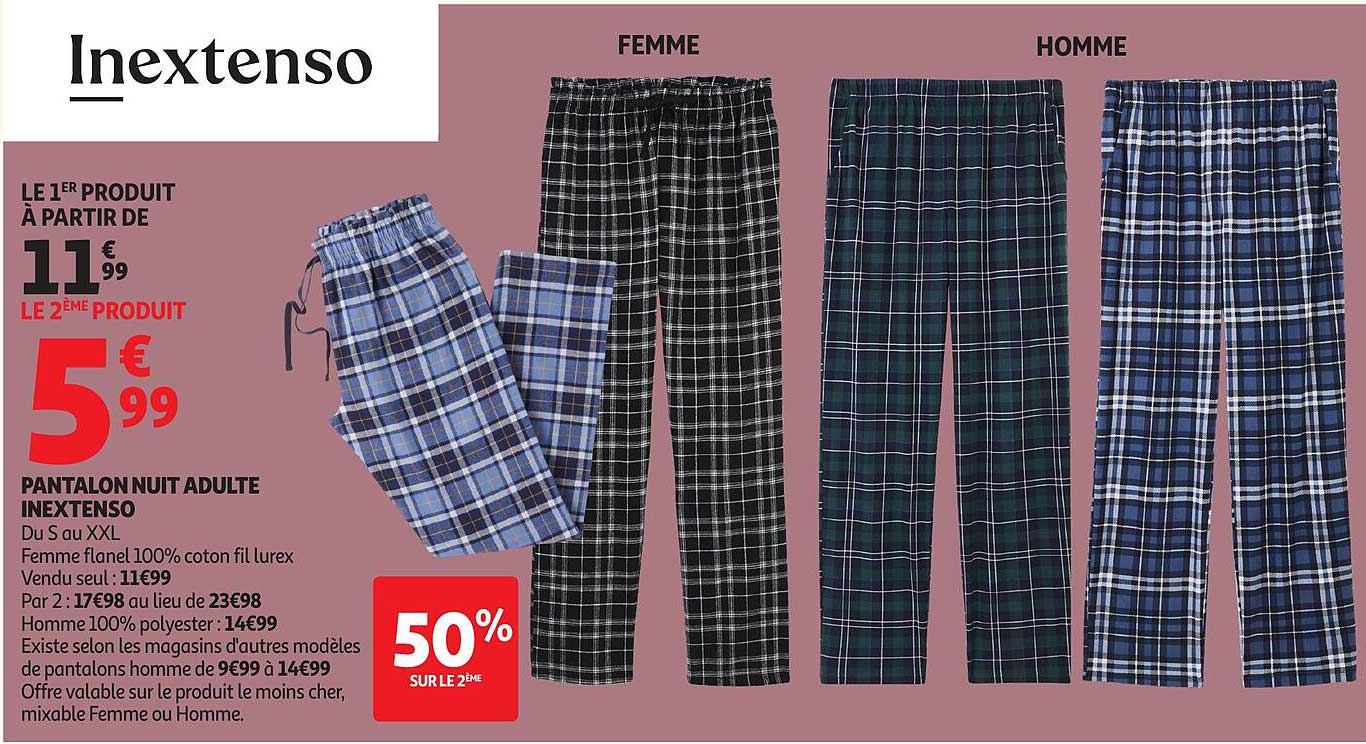 PANTALON NUIT ADULTE INEXTENSO