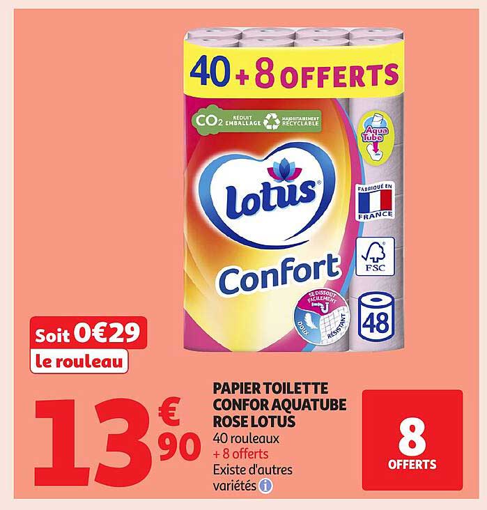 PAPIER TOILETTE CONFOR AQUATUBE ROSE LOTUS