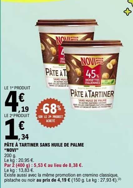 PÂTE À TARTINER SANS HUILE DE PALME “NOVI”