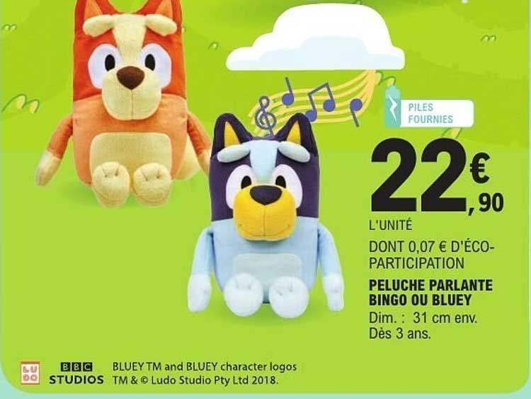 PELUCHE PARLANTE BINGO OU BLUEY