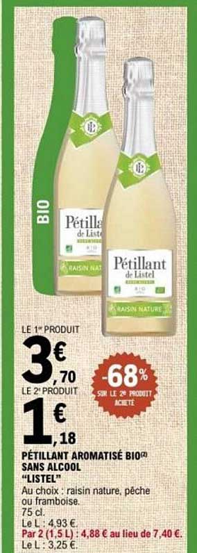 PÉTILLANT AROMATISÉ BIO® SANS ALCOOL "LISTEL"