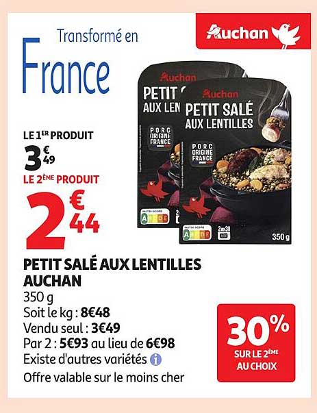 PETIT SALÉ AUX LENTILLES AUCHAN