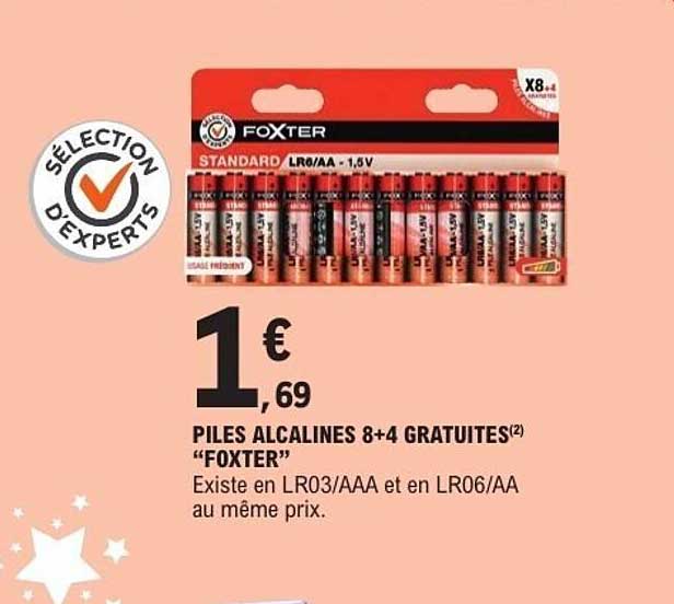 PILES ALCALINES 8+4 GRATUITES "FOXTER"