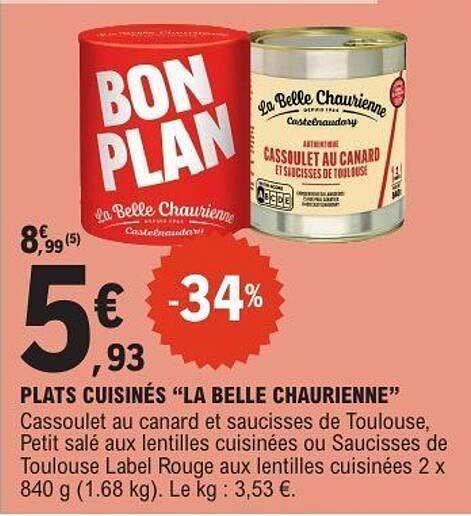PLATS CUISINÉS “LA BELLE CHAURIENNE”