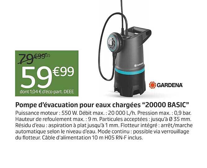 Pompe d’évacuation pour eaux chargées “20000 BASIC”