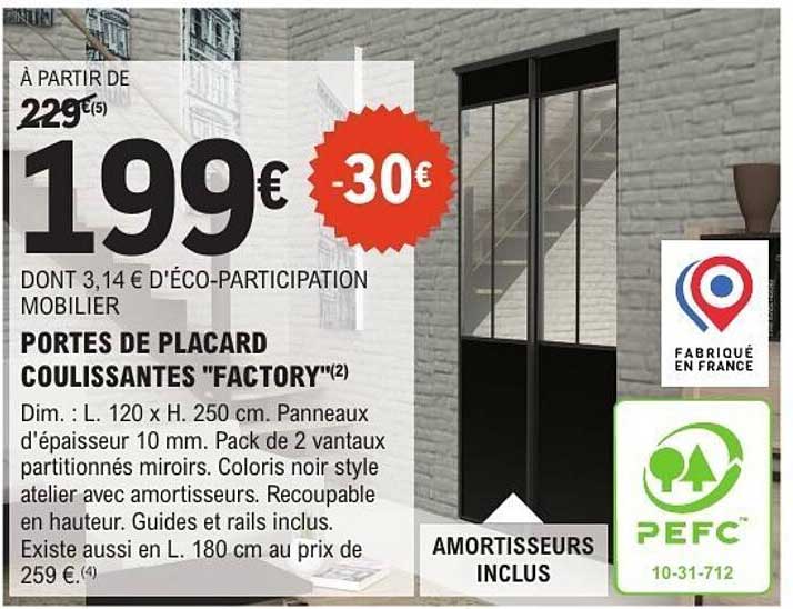 PORTES DE PLACARD COULISSANTES "FACTORY"