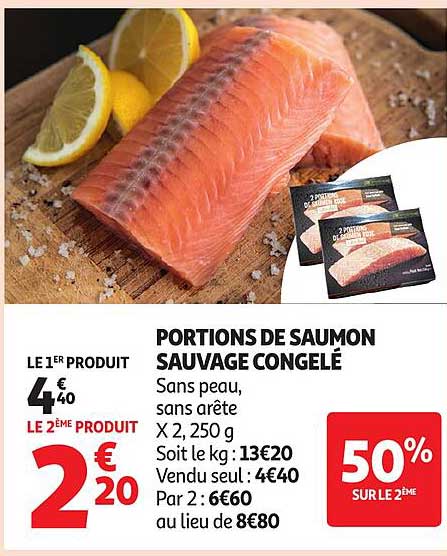 PORTIONS DE SAUMON SAUVAGE CONGELÉ