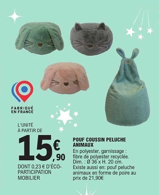 Pouf Coussin Peluche Animaux