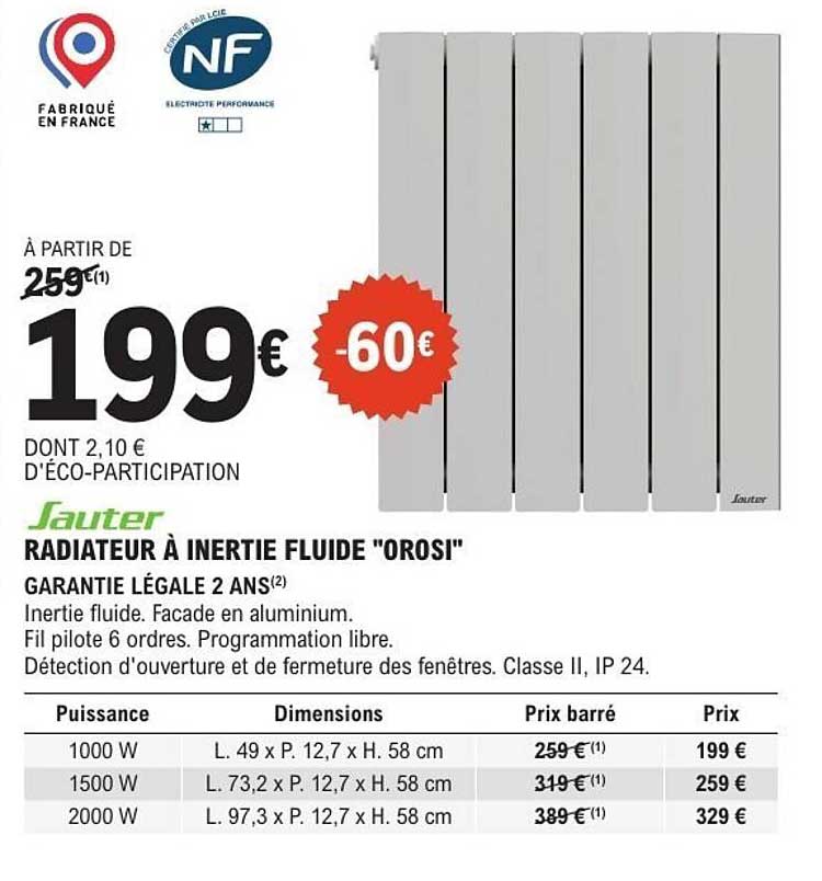 RADIATEUR À INERTIE FLUIDE "OROSI"