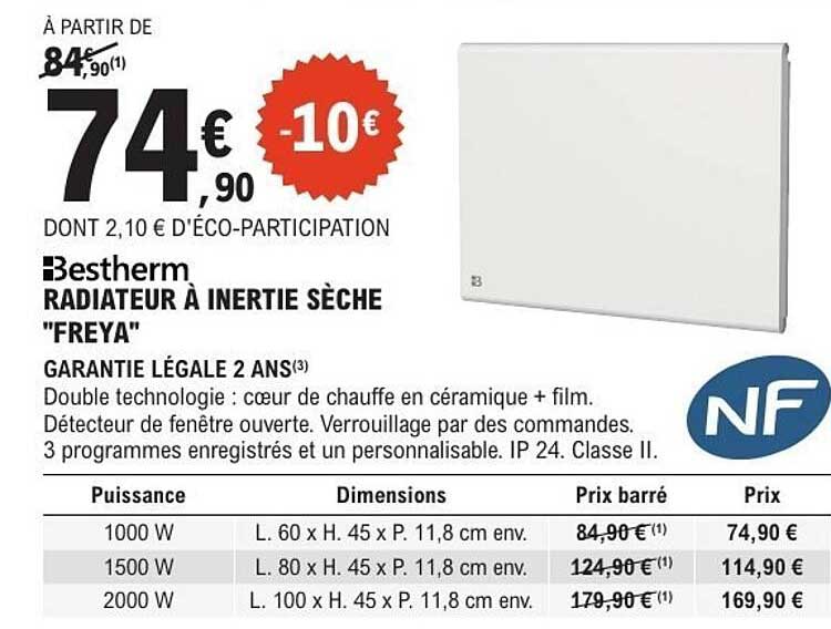 RADIATEUR À INERTIE SÈCHE "FREYA"