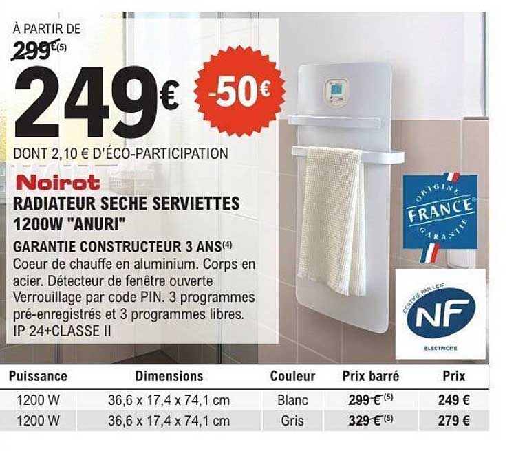 RADIATEUR SECHE SERVIETTES 1200W "ANURI"