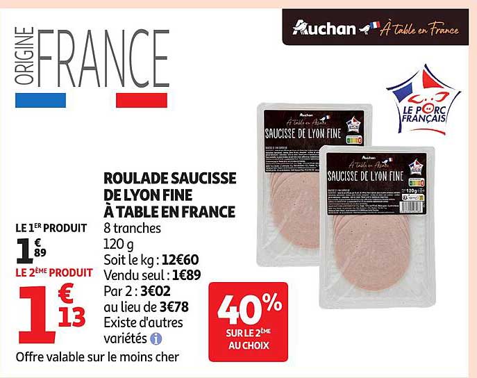ROULADE SAUCISSE DE LYON FINE À TABLE EN FRANCE