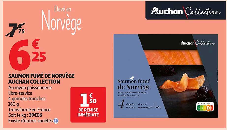 SAUMON FUMÉ DE NORVÈGE AUCHAN COLLECTION