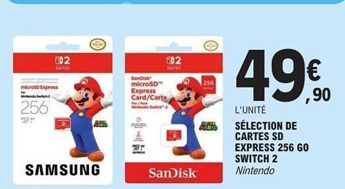 SÉLECTION DE CARTES SD EXPRESS 256 GO SWITCH 2