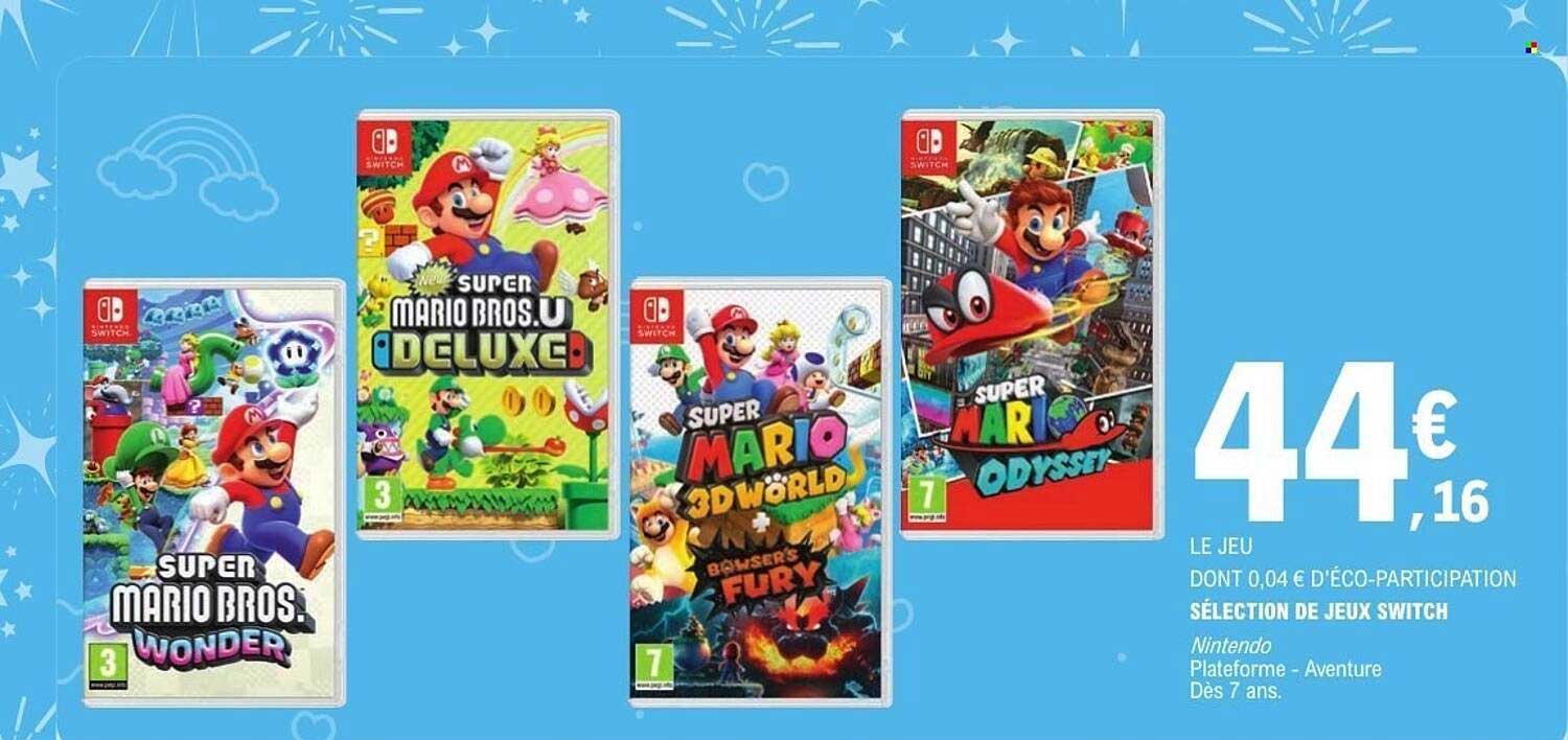 Sélection de jeux Switch à 44,16 €