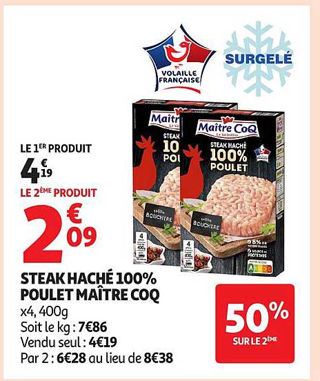 STEAK HACHÉ 100% POULET MAÎTRE COQ