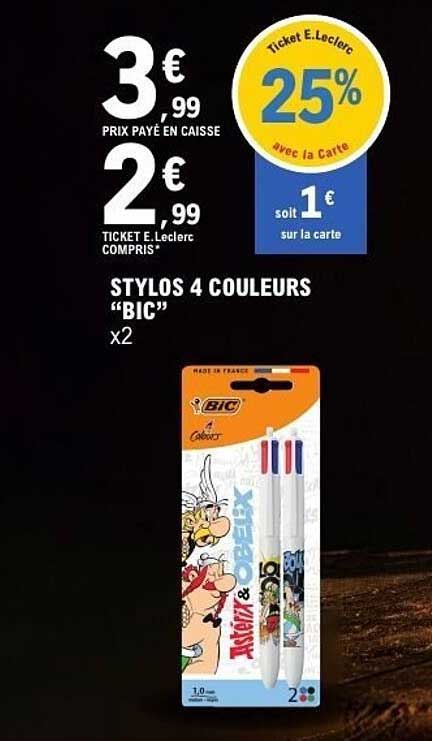STYLOS 4 COULEURS "BIC"