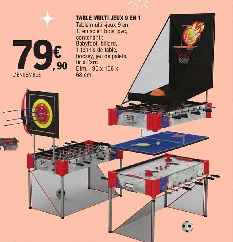 TABLE MULTI JEUX 9 EN 1