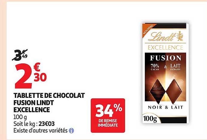 TABLETTE DE CHOCOLAT FUSION LINDT EXCELLENCE