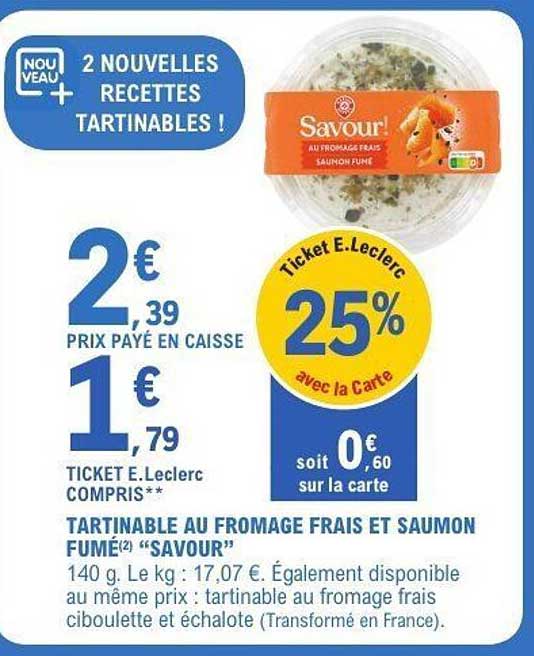 TARTINABLE AU FROMAGE FRAIS ET SAUMON FUMÉ "SAVOUR"