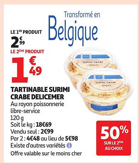TARTINABLE SURIMI CRABE DELICEMER