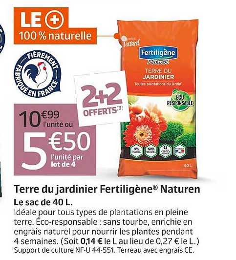 Terre du jardinier Fertiligène® Naturen - Le sac de 40 L