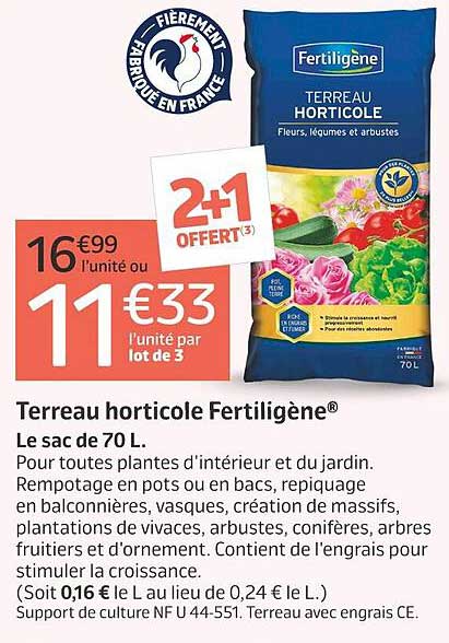 Terreau horticole Fertiligène® - Le sac de 70 L.