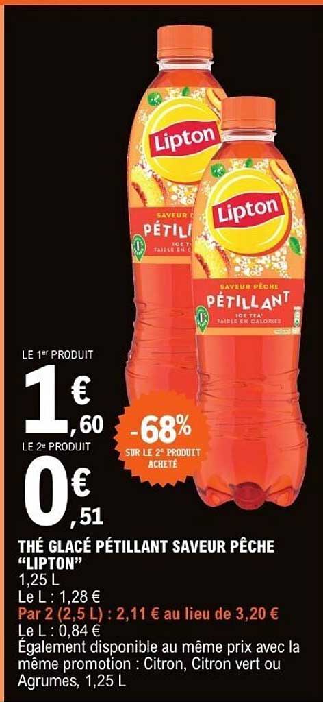 THÉ GLACÉ PÉTILLANT SAVEUR PÊCHE "LIPTON"