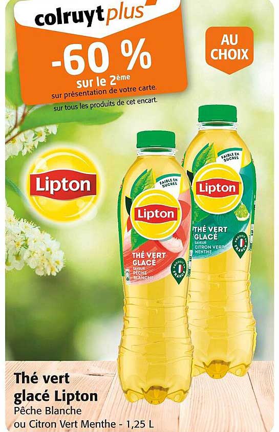 Thé vert glacé Lipton -60 % sur le 2ème